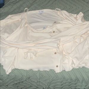 love, Fire Cream Tank Top and cardigan set